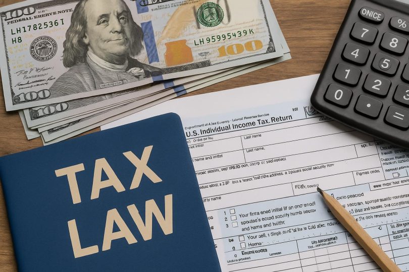 U.S. tax code documents and calculator representing recent American tax law changes