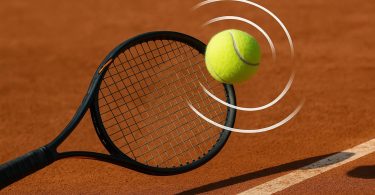Tennis player demonstrating forehand and backhand techniques to apply and counter spin shots