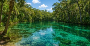Crystal-clear Florida spring surrounded by lush greenery and natural beauty
